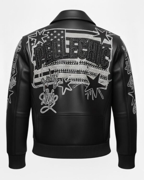 PelleChic™ "Stars & Stripes" Luxury Rhinestone Bomber – 1986 Elite Americana Edition