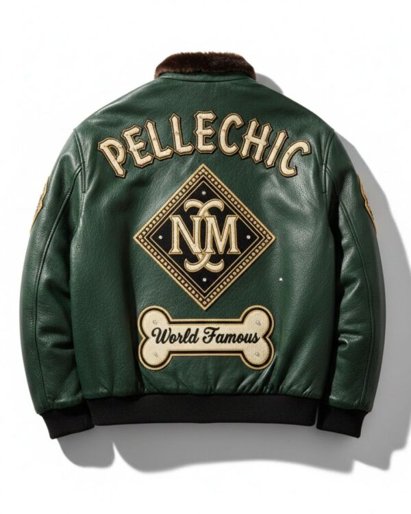 PelleChic™ Emerald Green Luxury Fur-Collar Bomber – Elite "World Famous" NM Edition