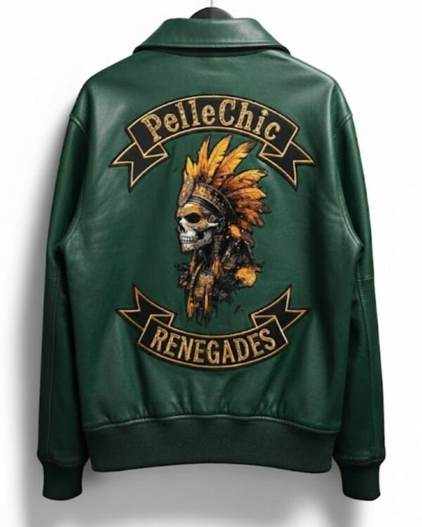 PelleChic Renegades Embroidered Leather Jacket – Skull Warrior Edition