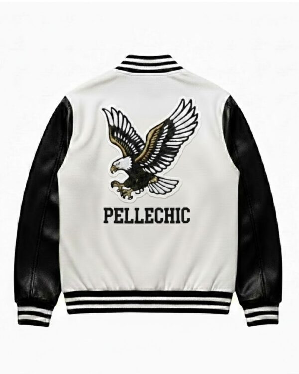 Elite Black & White Varsity Jacket with Eagle Patch
