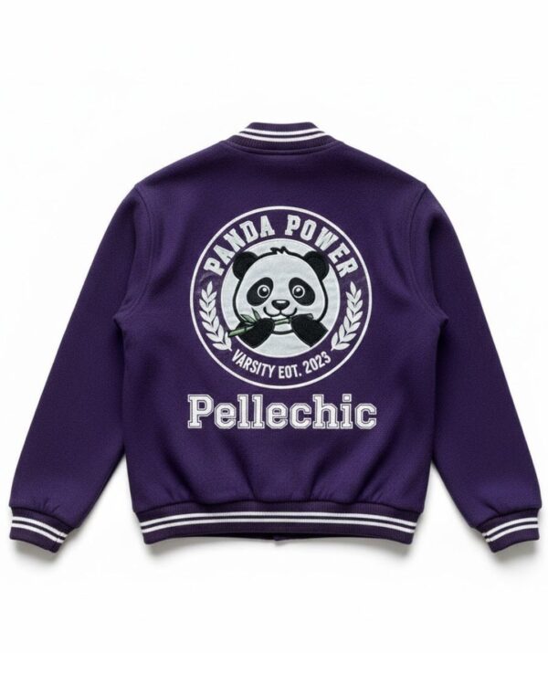“Panda Power Purple Varsity Jacket – Trendy Pellechic Streetwear Varsity jacket