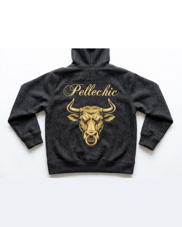 PelleChic Golden Bullion Embroidered Zip-Up Hoodie – Charcoal Fleece USD-$1000
