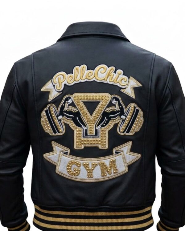 Pelle Chic "Iron Dynasty" Premium Leather Gym Bomber Jacket USD-$1000