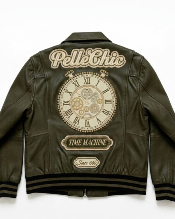 Pelle Chic "Time Machine" Luxury Leather Jacket – Olive Green USD-$1000