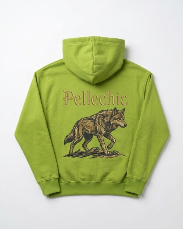 Pellechic Embroidered Wolf Emblem Lime Green Hoodie USD-$800